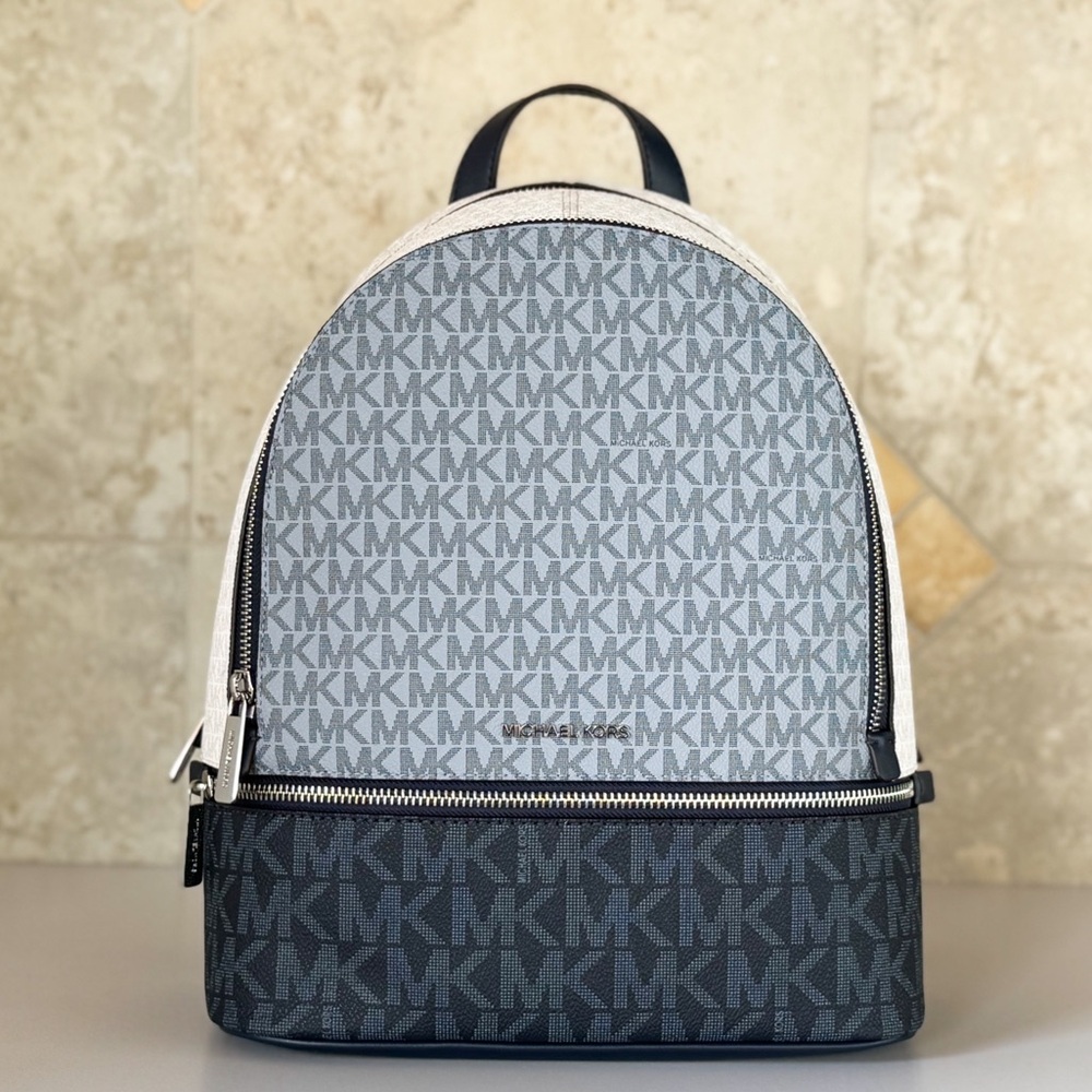 Michael Kors Rhea MD Backpack MK Color-Block Admiral Navy Multi - Picture 2 of 15